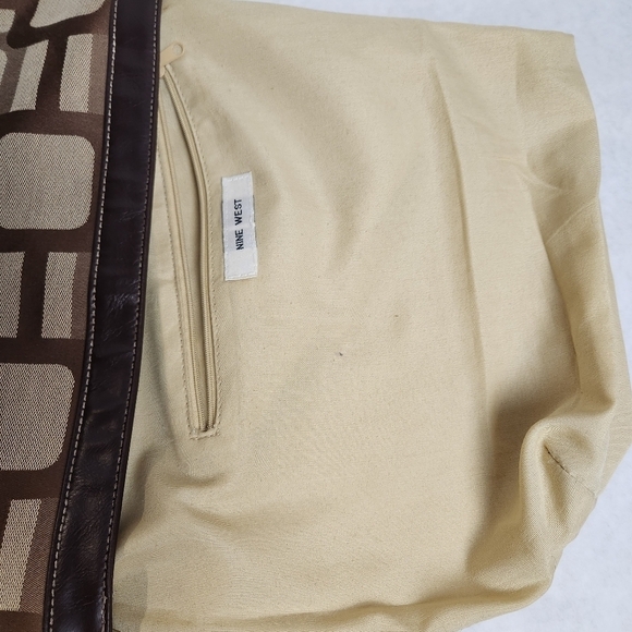 Shoulder bag Y2K Tote Hand bag Purse Vegan leather Cotton fabric Brown, tan - Picture 11 of 16